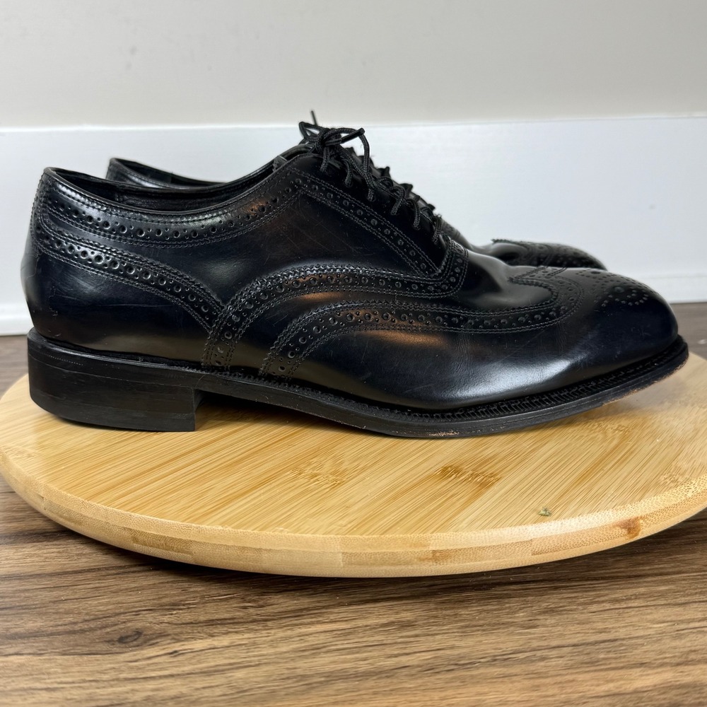 Florsheim Wingtip Oxford Mens 9 3E Black Leather Brogue 17066-0 Dapper Timeless